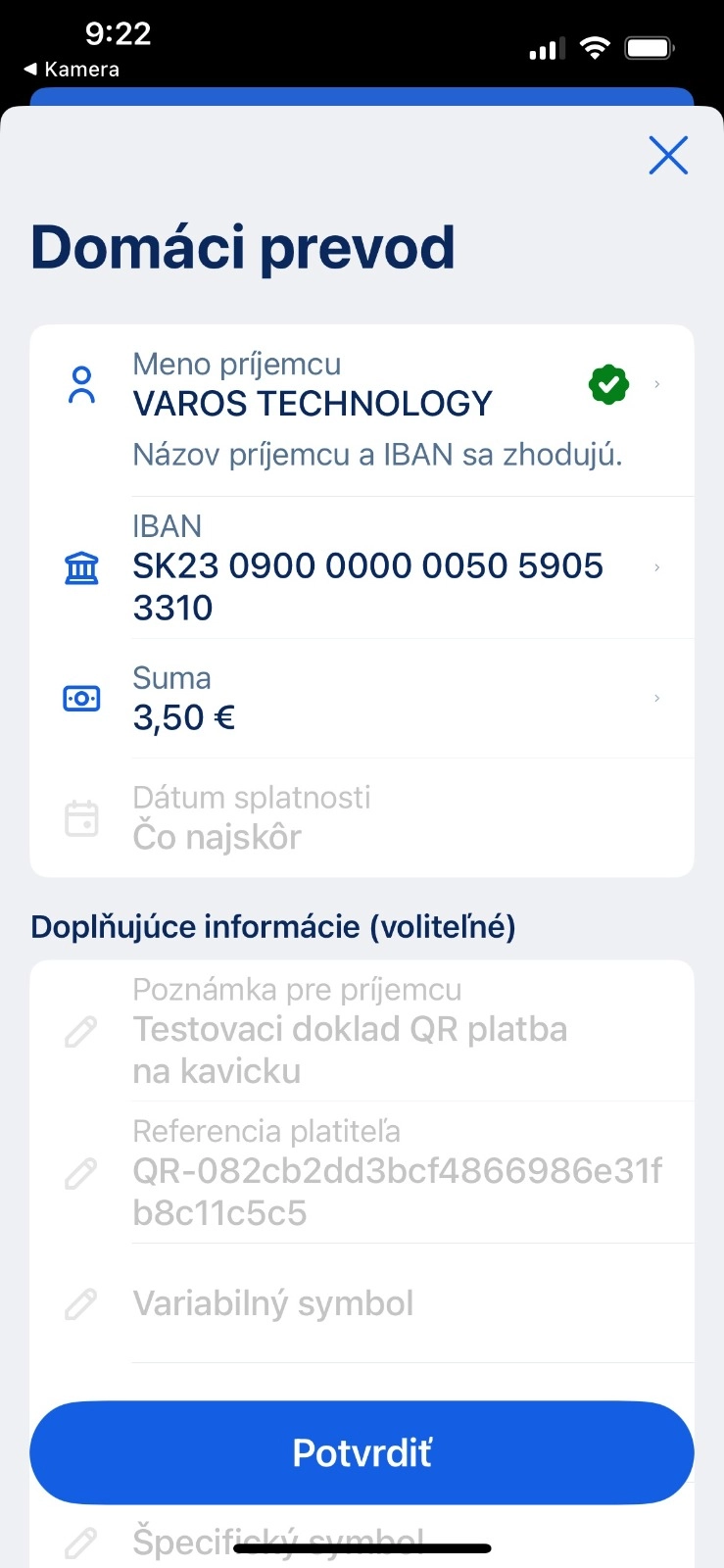 Scan QR cez fotoaparat - george