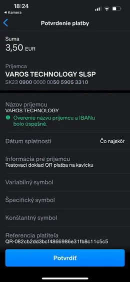 Bankova aplikacia platba - tatra - krok 2