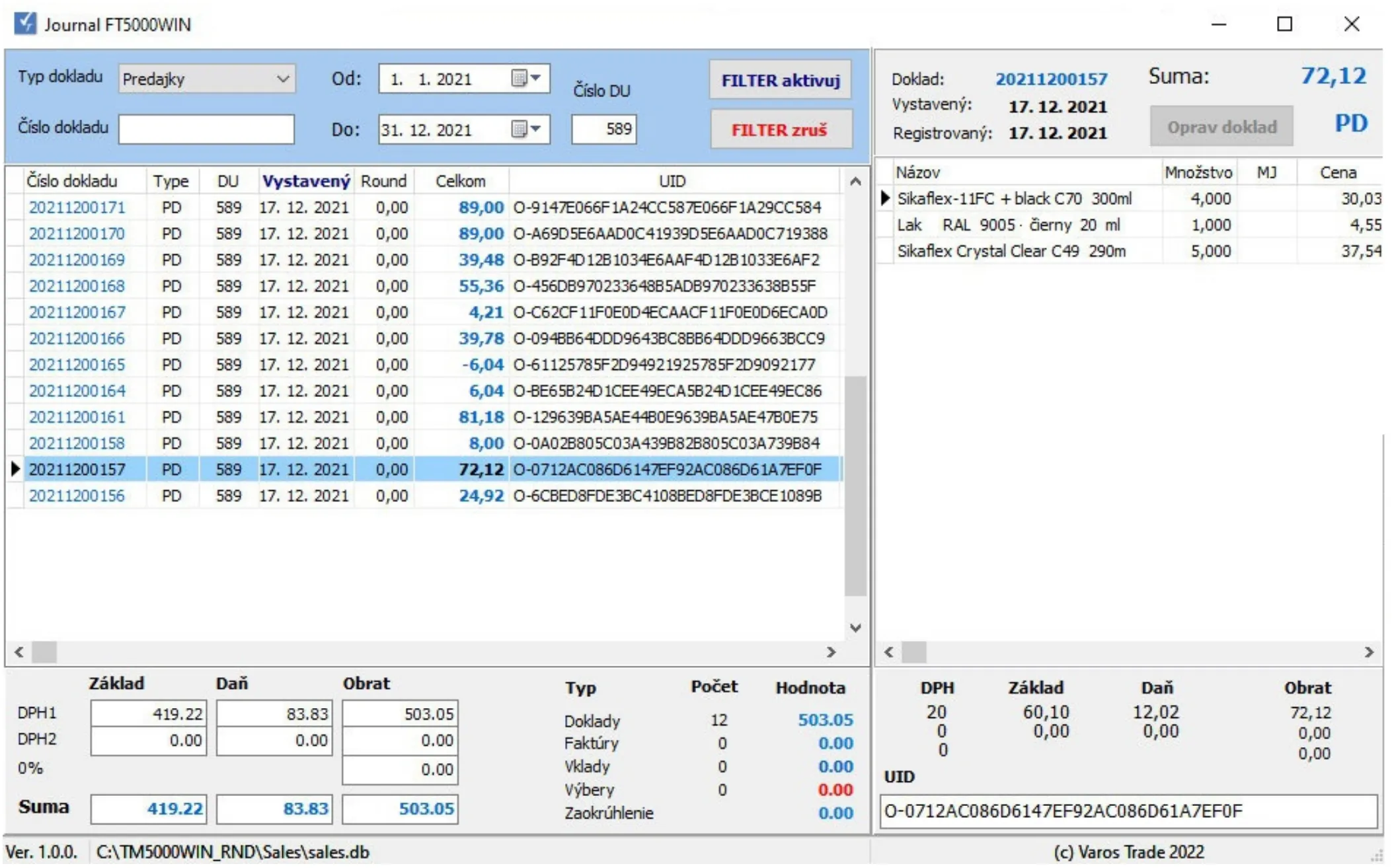 Elektronická páska v TM5000WIN
