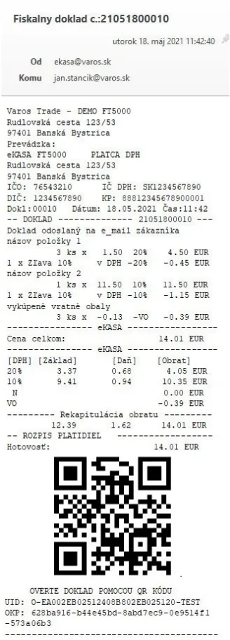 Ukážka elektronického dokladu - bloček