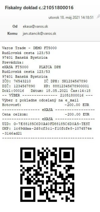 Ukážka elektronického dokladu - výber